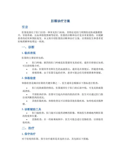 肛裂诊疗方案