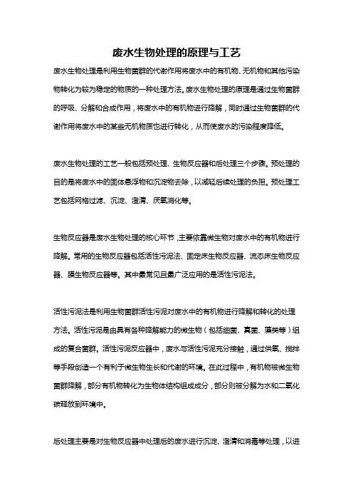 废水生物处理的原理与工艺