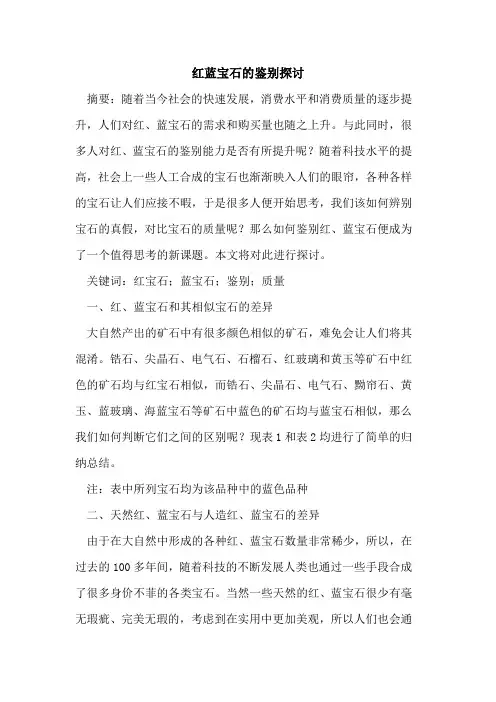 红蓝宝石鉴别