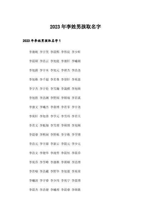 2023年个性_李姓男孩取名字