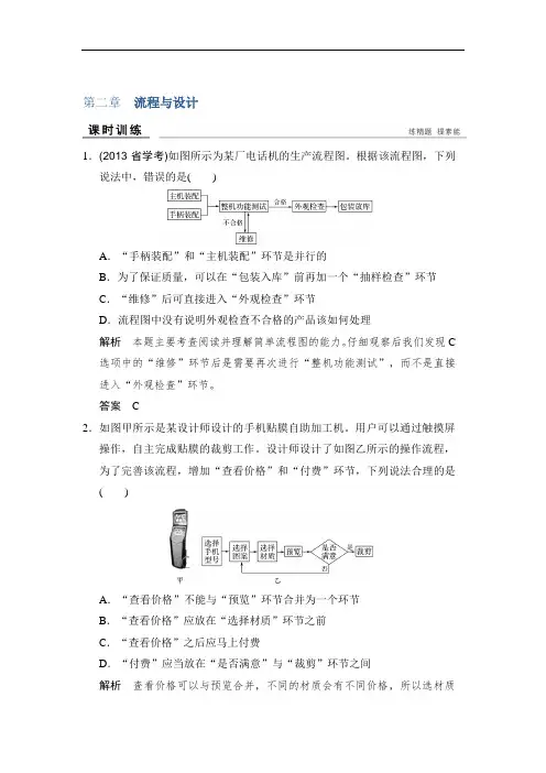 2018版浙江省高考通用技术课时训练：必修二 第二章 流程与设计 精品