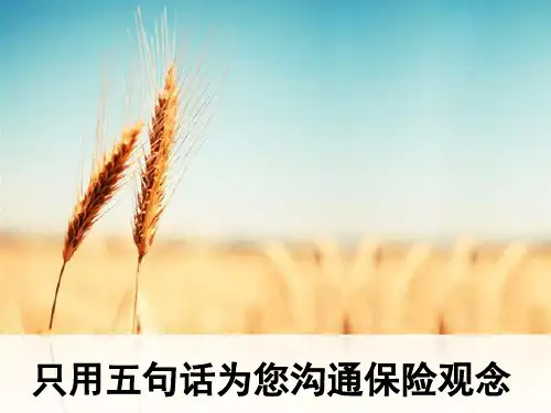 只用五句话为您沟通保险观念