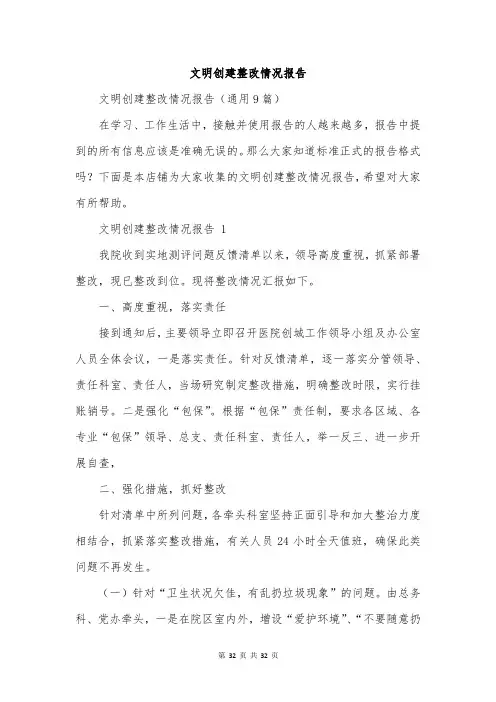 文明创建整改情况报告