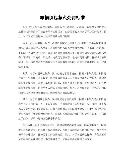 车祸顶包怎么处罚标准