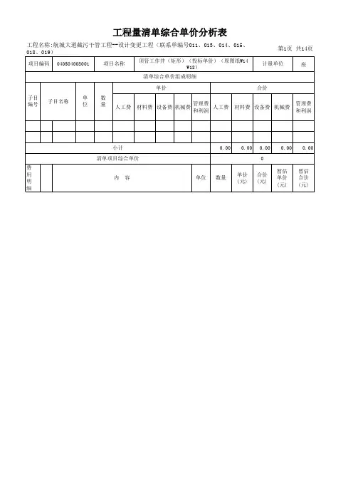 工程量清单综合单价分析表