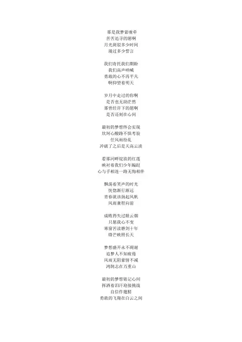 老男孩歌词原创