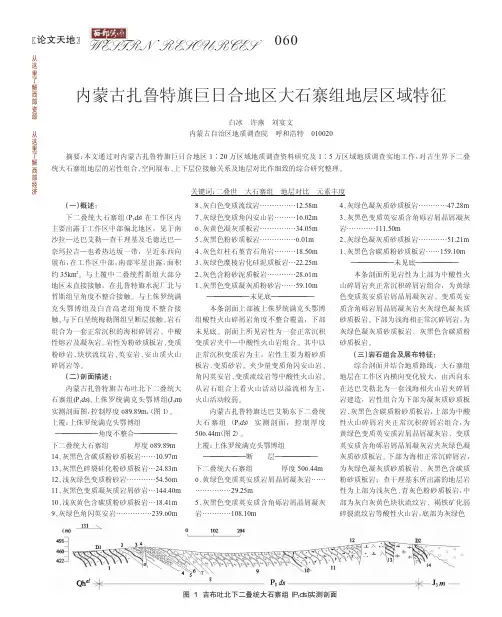 内蒙古扎鲁特旗巨日合地区大石寨组地层区域特征
