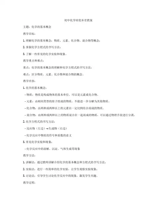 初中化学培优补差教案