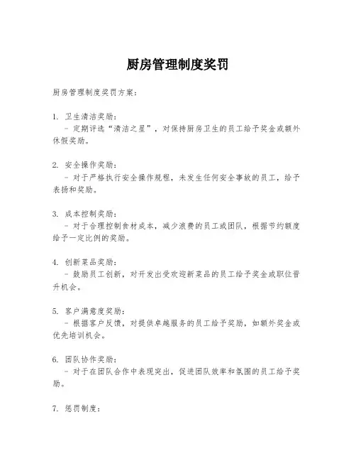 厨房管理制度奖罚