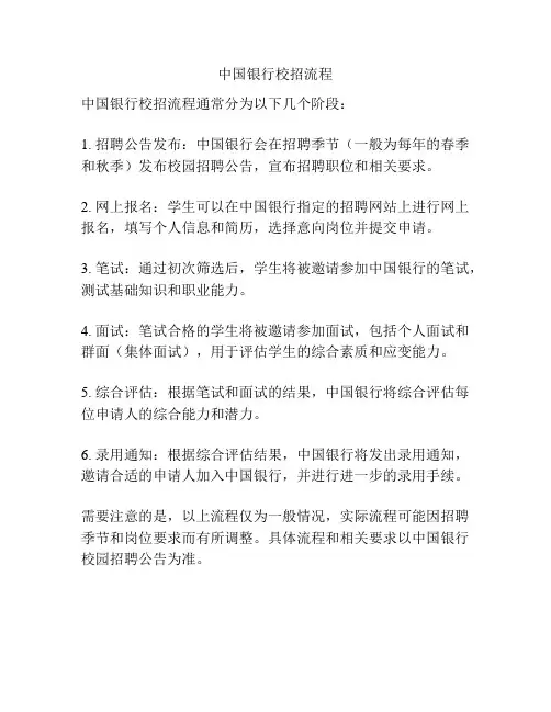 中国银行校招流程