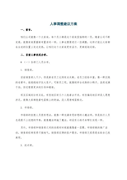 人事调整建议方案