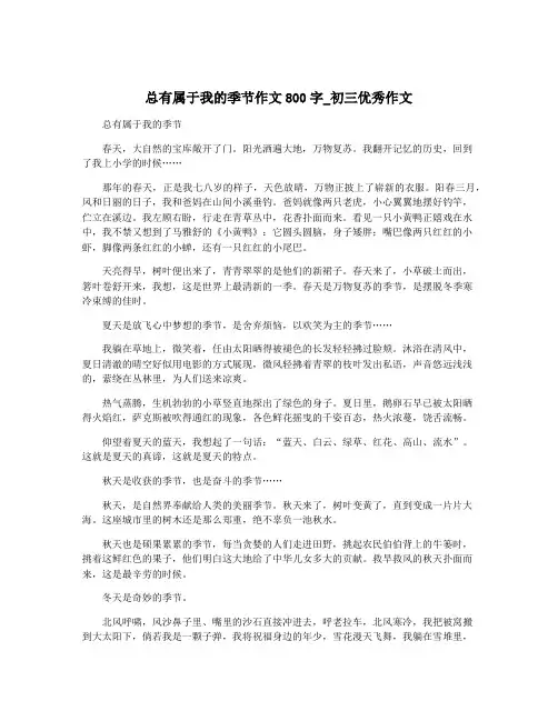总有属于我的季节作文800字_初三优秀作文