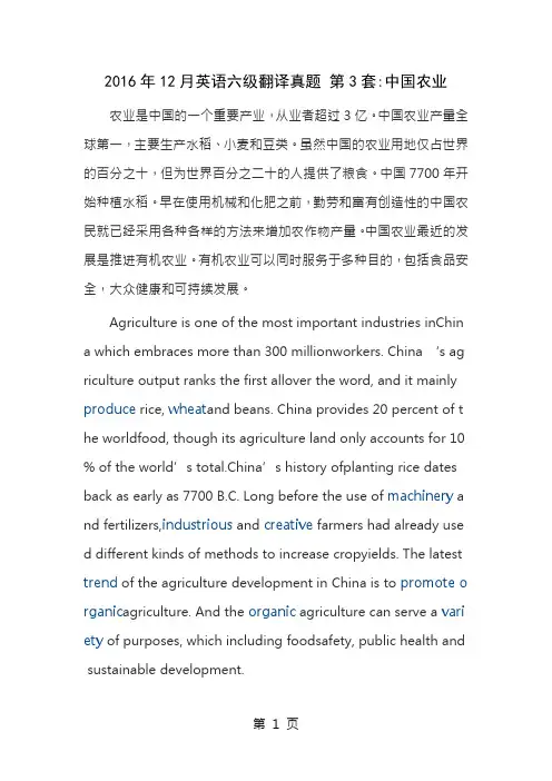 大学英语六级翻译真题精华版
