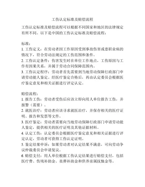工伤认定标准及赔偿流程