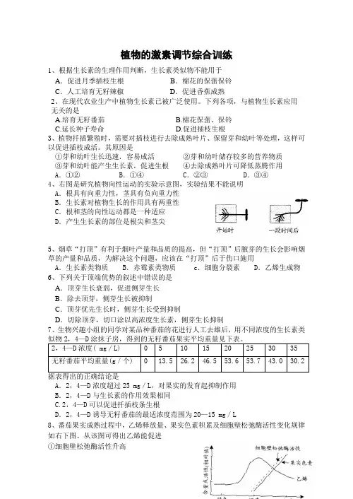 植物的激素调节综合训练