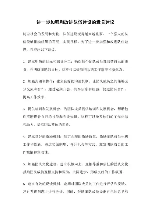 进一步加强和改进队伍建设的意见建议