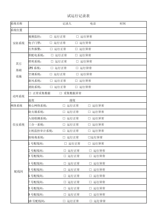 试运行记录表