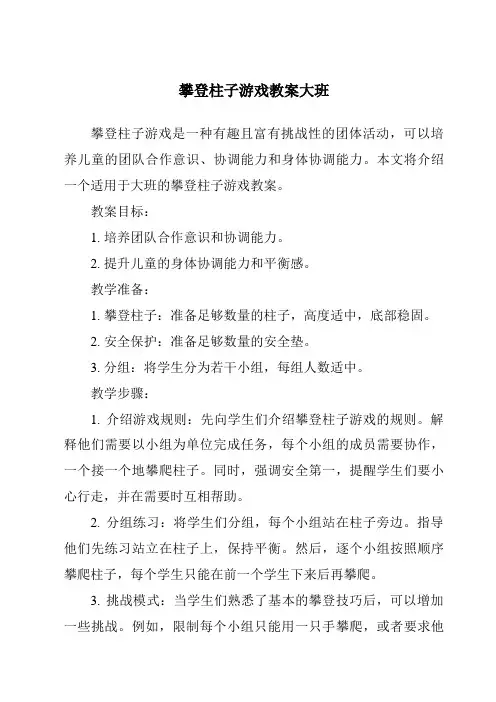 攀登柱子游戏教案大班