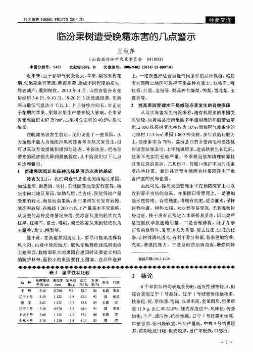临汾果树遭受晚霜冻害的几点警示
