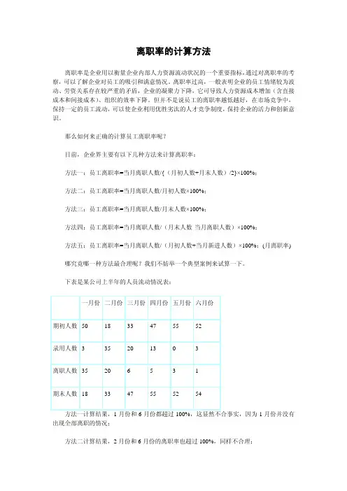离职率的计算方法