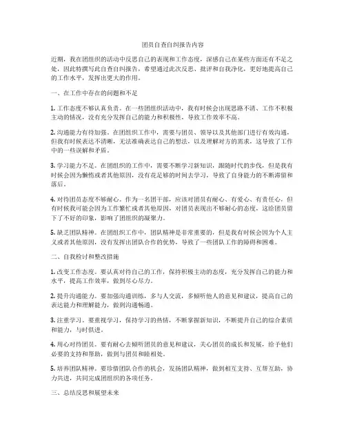 团员自查自纠报告内容