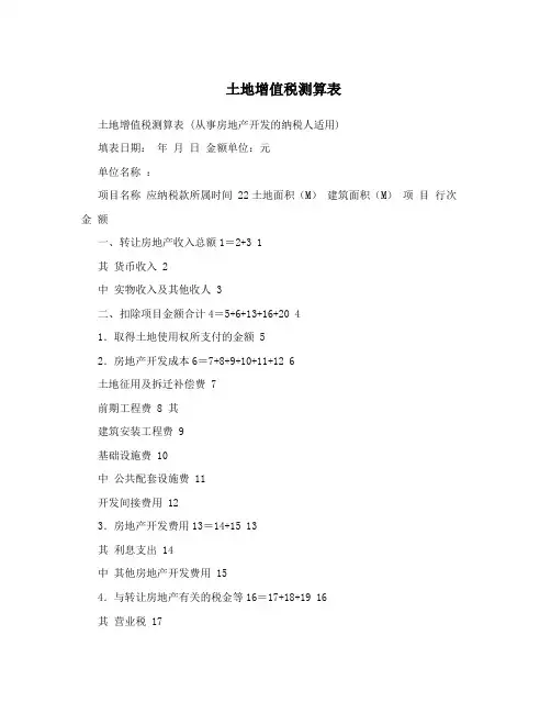 土地增值税测算表