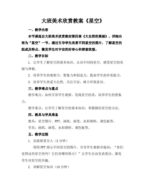 大班美术欣赏教案《星空》