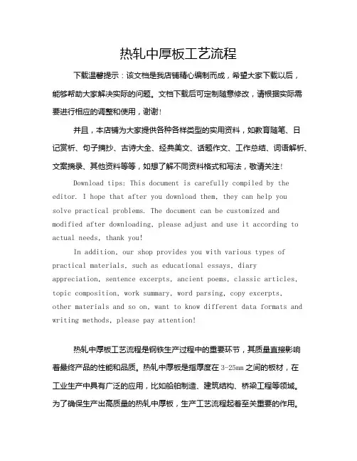 热轧中厚板工艺流程