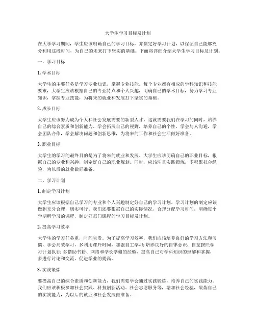 大学生学习目标及计划