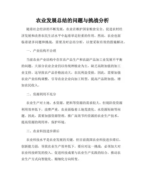 农业发展总结的问题与挑战分析