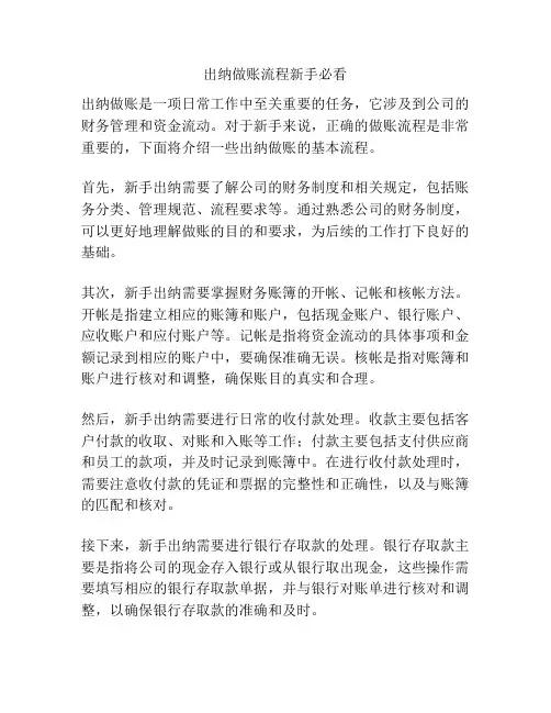 出纳做账流程新手必看