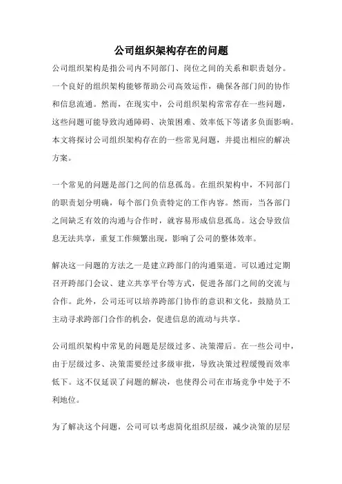 公司组织架构存在的问题
