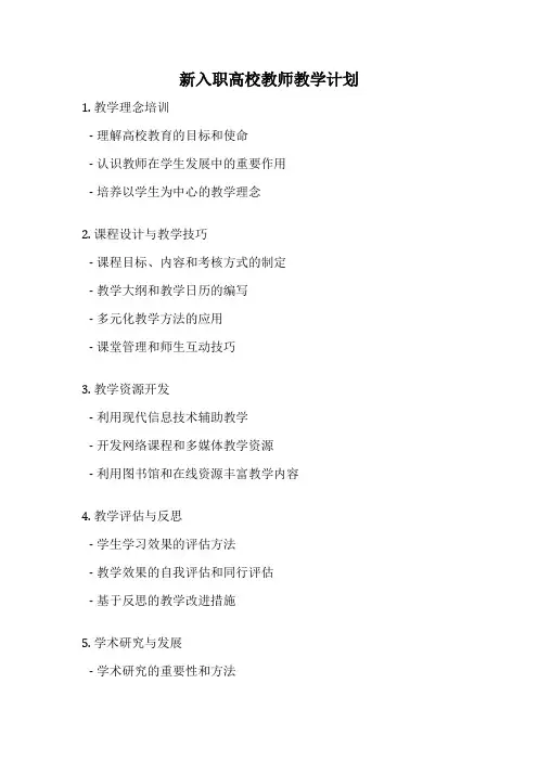 新入职高校教师教学计划