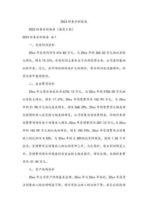 2023财务分析报告