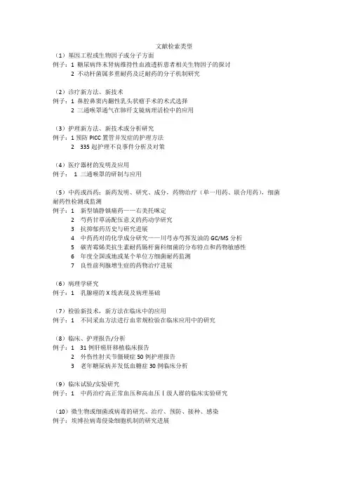 文献检索类型