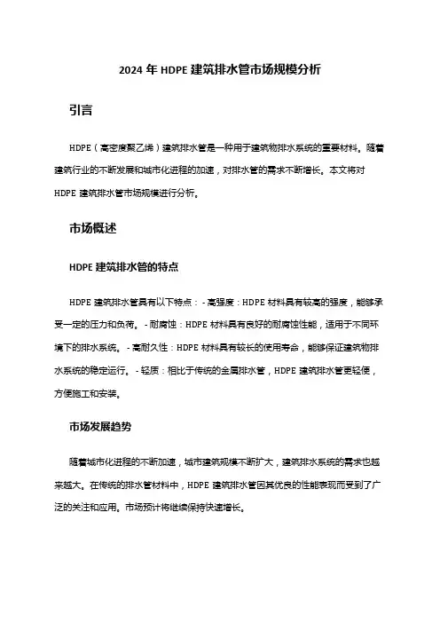 2024年HDPE建筑排水管市场规模分析