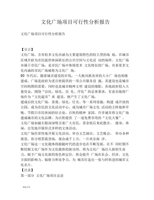 文化广场项目可行性分析报告
