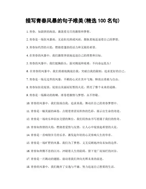 描写青春风暴的句子唯美(精选100句)