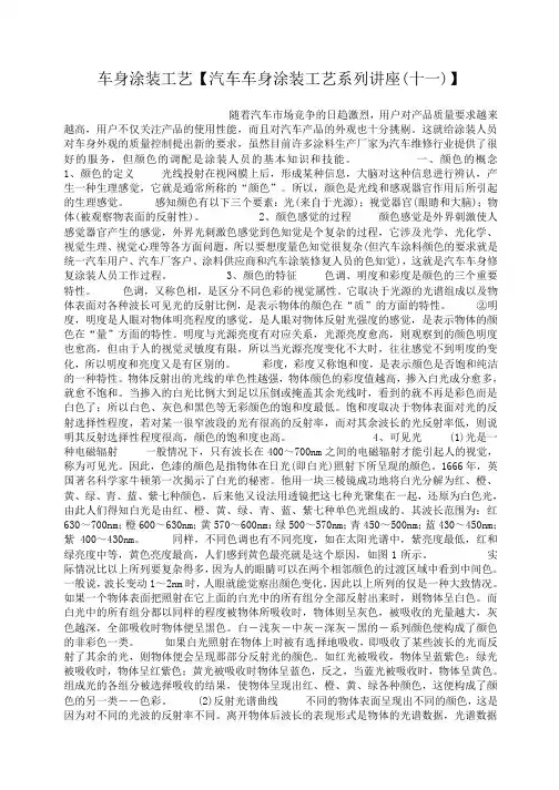 小度写范文车身涂装工艺【汽车车身涂装工艺系列讲座(十一)】模板