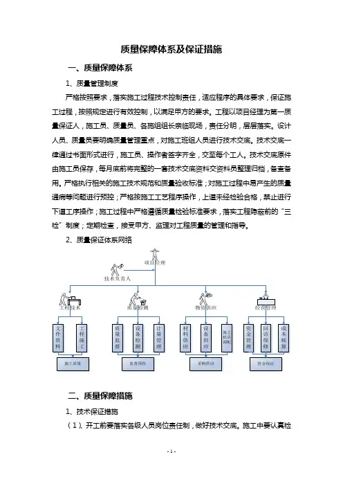 质量保障体系及保证措施