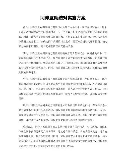 同伴互助结对实施方案