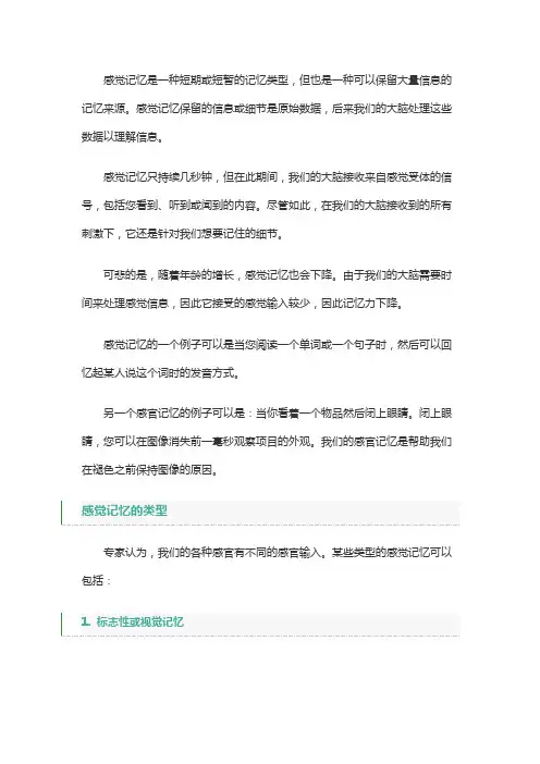 感觉记忆的典型例子