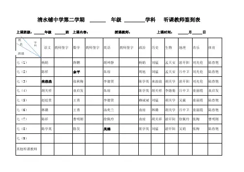 八年级任课教师统计表