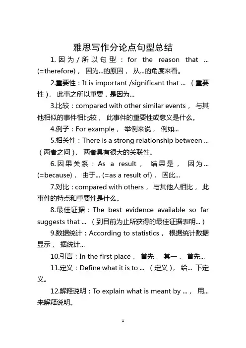 雅思写作分论点句型总结