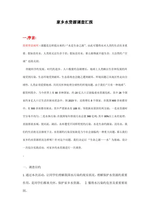 家乡水资源调查报告