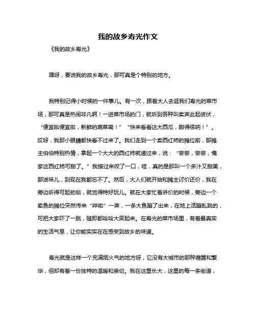 我的故乡寿光作文