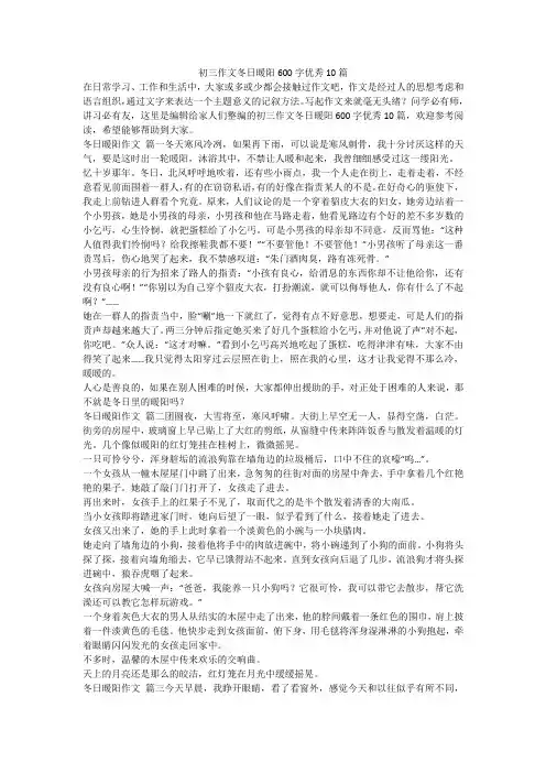 2023最新-初三作文冬日暖阳600字优秀10篇