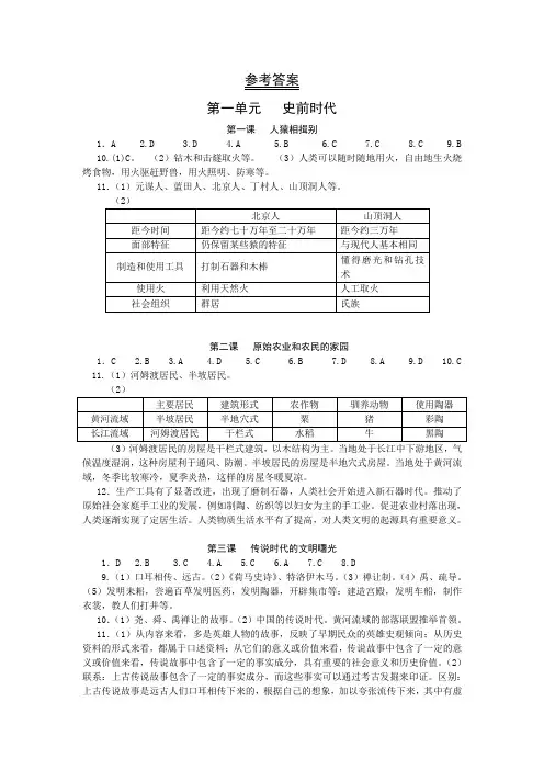 历史八上答案