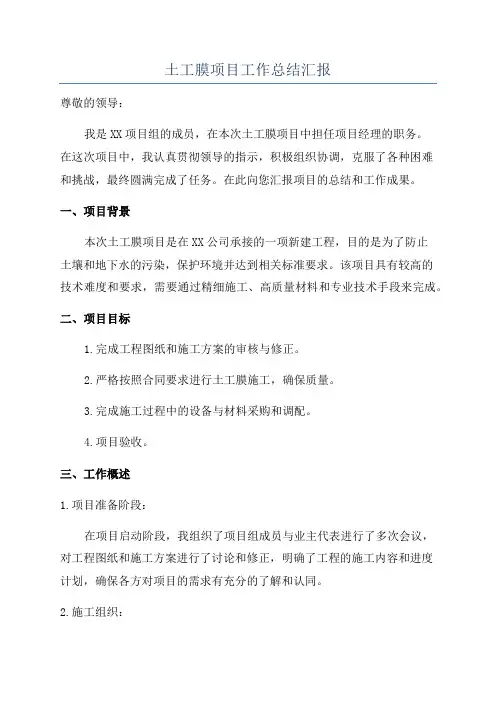 土工膜项目工作总结汇报