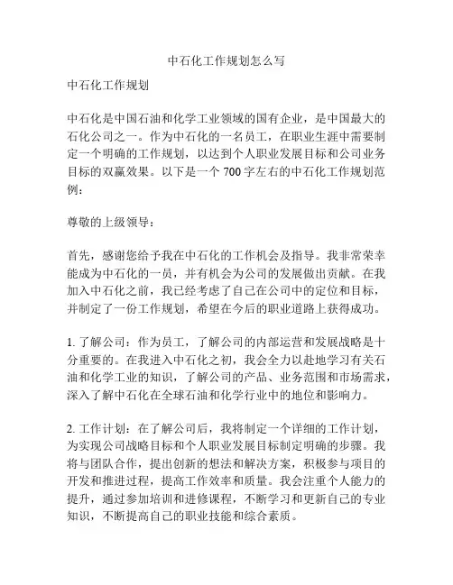 中石化工作规划怎么写